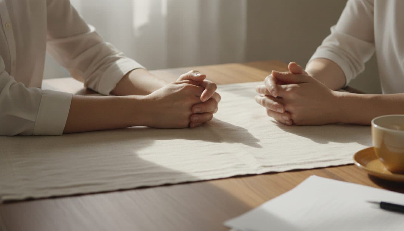 Twee mensen aan tafel tijdens een consult